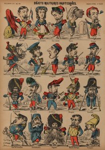 Grotesque military caricatures (coloured engraving) 作者 法语学校