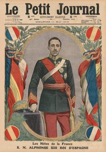 法国的客人，西班牙国王阿方索十三世，来自&39;Le Petit Journal&39;的封面插图，补充说明，1913年5月11日
