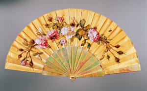 带玫瑰和昆虫的手扇，丝绸和珍珠母，由Felix Alexandre创作，巴黎，约1870年，法国 作者 法语学校