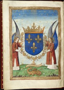 Harley 4939 f. 6v, Armorial page from Histoire des guerres des romains