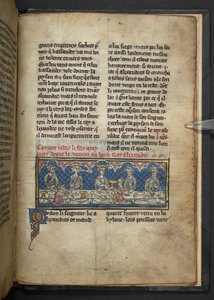 哈雷 4979，f.78 亚历山大在宴会上从约巴斯手中接过毒药。 

选自 "Roman d