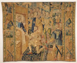 亨利三世（1551-89）de Valois将权力的徽章赋予Henri III（1553-1610）de Bourbon 作者 法语学校