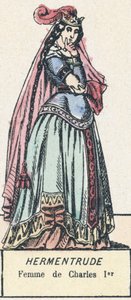 Hermentrude，查理一世的妻子（彩色版画） 作者 法语学校