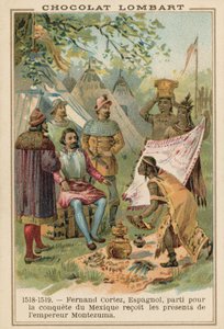 西班牙征服者埃尔南·科尔特斯（Hernan Cortes）收到了墨西哥阿兹台克皇帝蒙特苏马的礼物，1518-1519