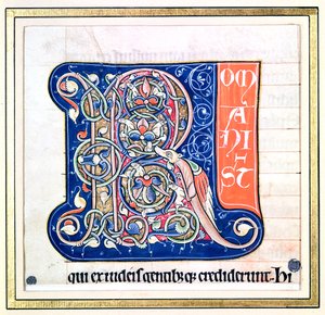 从Saint-Andre aux-Bois的圣经中描绘出与幻想动物形成交错模式的历史初始&39;R&39; 作者 法语学校