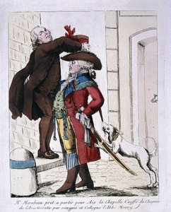 米拉波伯爵Honore Gabriel（Honore-Gabriel）Riqueti（1749-1791）戴着Abbé Maury的贵族帽子正准备前往亚琛，18世纪末 作者 法语学校
