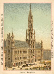Hotel de Ville, Grand Place, 布鲁塞尔 (chromolitho) 作者 法语学校