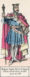 胡戈-卡佩，法国第36位国王，987年登基，997年去世（彩色版画 作者 法语学校