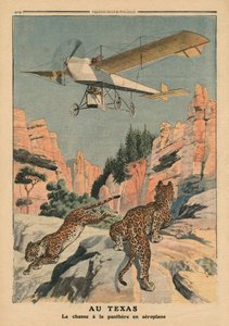 狩猎黑豹从德克萨斯州的一架飞机，插图从&39;Le Petit Journal&39;，补充illustre，1911年12月17日
