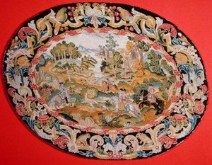 狩猎场景，约1710-35（布面刺绣） 作者 法语学校