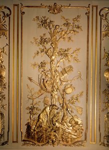 狩猎场景，木镶板最初来自Hotel des Etats du Languedoc（镀金木）的餐厅