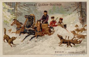 Hunting wolves, Russia (chromolitho) 作者 法语学校