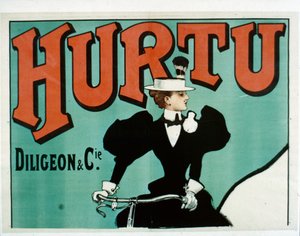 Hurtu自行车海报，仅限上半部，1899年