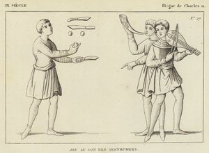 IX Siecle, Regne de Charles II, Jeu au Son des Instrumens (engraving) 作者 法语学校