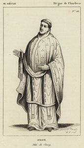 IX Siecle, Regne de Charles II, Odon, Abbe de Cluny (雕刻) 作者 法语学校