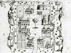 Ile Ste。 Croix，1604年阿卡迪亚最早的法国殖民地，来自Voyages by Samuel de Champlain（c.1580-1635），1613 作者 法语学校