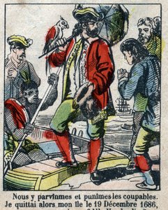 Illustration For the Book of Daniel Defoe (De foe) “” Robinson Crusoe””. Epinal imaging from the end of the 19th century. 作者 French School