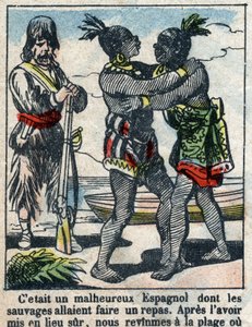 丹尼尔-笛福（De foe）的书《鲁滨逊漂流记》插图。19世纪末的埃皮纳尔成像。 作者 法语学校