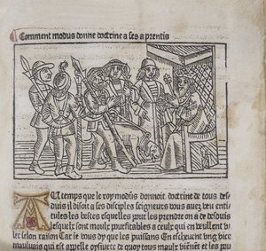 来自Le Livre du Roy Modus et de la Reine Racio的插图，Henri Ferrieres，1486（木刻和凸版印刷） 作者 法语学校