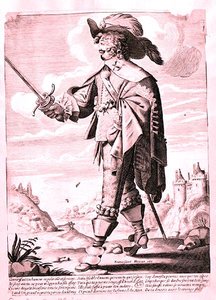 路易十三统治时期的士兵插图（1601-43）（雕刻）（黑白照片）。 作者 法语学校
