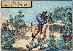 Jean de la Fontaine（1621-1695）的寓言插图：狼变成了牧羊人。19世纪末的埃皮纳尔成像。 作者 法语学校