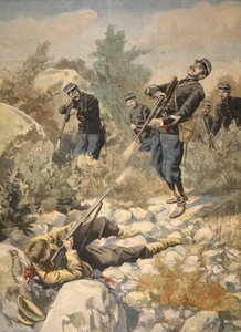在科西嘉岛：警察和黑帮，来自Le Petit Journal：Supplement illustre，1898年的插图 作者 法语学校