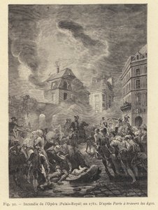 皇家歌剧院的火灾，1781 年（版画） 作者 法语学校