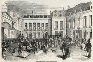 巴黎邮政酒店大院的内部结构--埃德蒙-特克西尔1852年所作的 "巴黎表 "中的版画 作者 法语学校