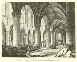 教会圣日耳曼lAuxerrois的内部，1837年 作者 French School