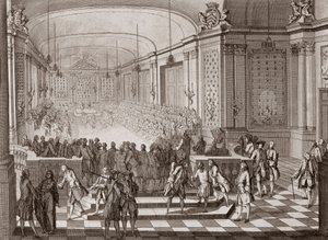 1764年布列塔尼联邦举行会议期间，南特的雅各宾斯厅的内视图。 作者 法语学校