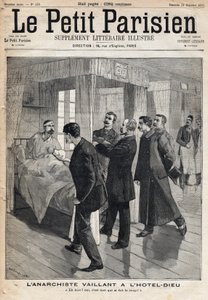 对无政府主义者奥古斯特-瓦扬（1861-1894）在Dieu酒店的审讯，其中承认了他在12月9日实施的攻击。 作者 French School