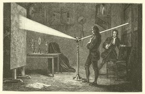 Isaac Newton breaks down light (engraving) 作者 法语学校