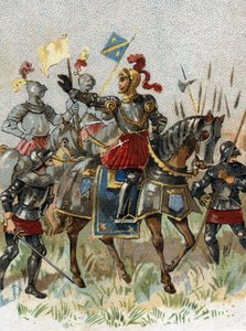 意大利战争：法国国王路易十二（1462-1515）于1509年5月14日在意大利的阿格纳德尔（米兰）战役中。彩色石版印刷。 作者 法语学校