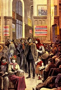 1896 年 3 月巴黎圣拉扎尔火车站的意大利移民（雕刻） 作者 法语学校