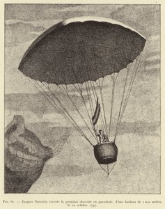 雅克·加纳林（Jacques Garnerin）在1797年10月22日的1000米高处进行了第一次降落伞下降 作者 法语学校