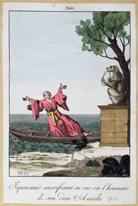 日本人为了纪念阿米达神，1811年牺牲了自己的生命（彩色光刻 作者 法语学校