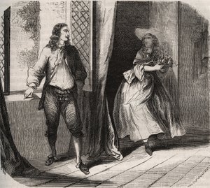 让-巴蒂斯特(Jean-Baptiste)-波克林，dit Moliere(1622-1673)向喜剧演员布里小姐(Catherine Leclerc du Rose)求婚。 作者 法语学校