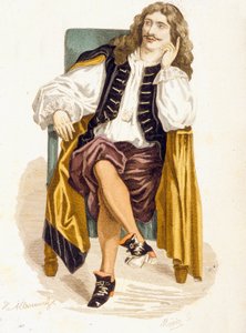 Jean Baptiste Poquelin，或“莫里哀”（彩色平版印刷） 作者 法语学校