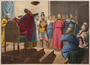 Caiaphas之前的耶稣基督，来自教理问答LHistoire Sainte的插图，由Charles Delagrave，巴黎出版，19世纪末期