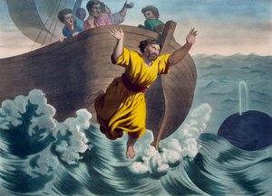 Jonah投入大海，插图来自教理问答LHistoire Sainte，由Charles Delagrave，巴黎出版，19世纪末期 作者 法语学校