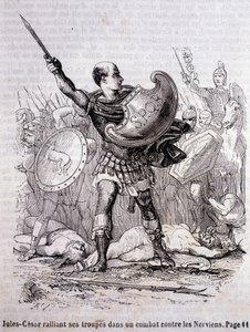 Julius Caesar rallies his troops in a fight against the Nerviens - in “Histoire de France” by L.-P. Anquetil 作者 法语学校