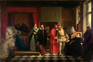 国王弗朗西斯二世（1544-60）在他的死亡床上，1865年 作者 法语学校