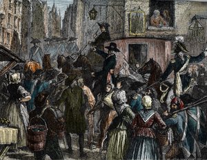 King Louis XVI and his family taken to the Temple (colour engraving) 作者 法语学校