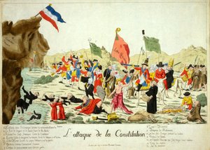 攻击宪法，酒吧。 1792（手工上色雕刻） 作者 法语学校