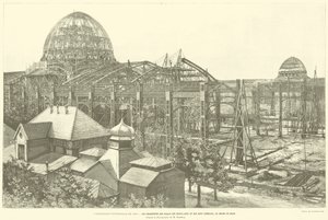 1889年的世界博览会，位于Champ de Mars的Palais des Beaux-Arts et des Arts Liberaux的Charpentes，来自M Godefroy的照片（雕刻）。 作者 法语学校