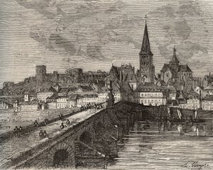 La Charite sur Loire - La Charite-sur-Loire - Nievre, in the region of Burgundy - engraving in "France illustree: geography, history, statistical administration" by V.-A. Malt-Brown.Malt-Brown著。1884 作者 法语学校