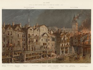 这座城市位于Notre-Dame Bridge和Pont au Change之间，1621年 作者 法语学校