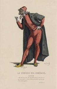 La Comedie Des Comedies, Pantalon (coloured engraving) 作者 法语学校