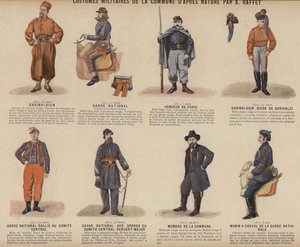 La Commune de Paris, Costumes Militaires De La Commune by A Raffet（彩色平版印刷）。 作者 法语学校