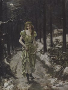 La Fee au Gui (The Mistletoe Fairy) (彩色平版印刷) 作者 法语学校
